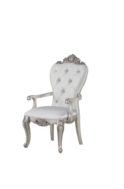 Gorsedd Cream Fabric & Antique White Arm Chair 1