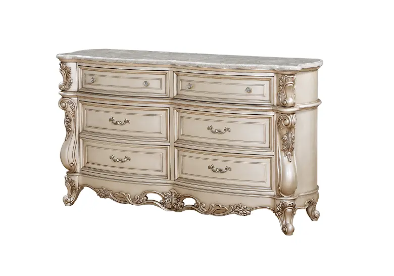 Gorsedd Marble & Antique White Dresser 1