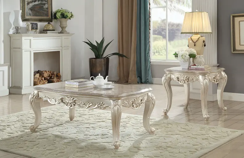 Gorsedd Marble & Antique White Coffee Table 1