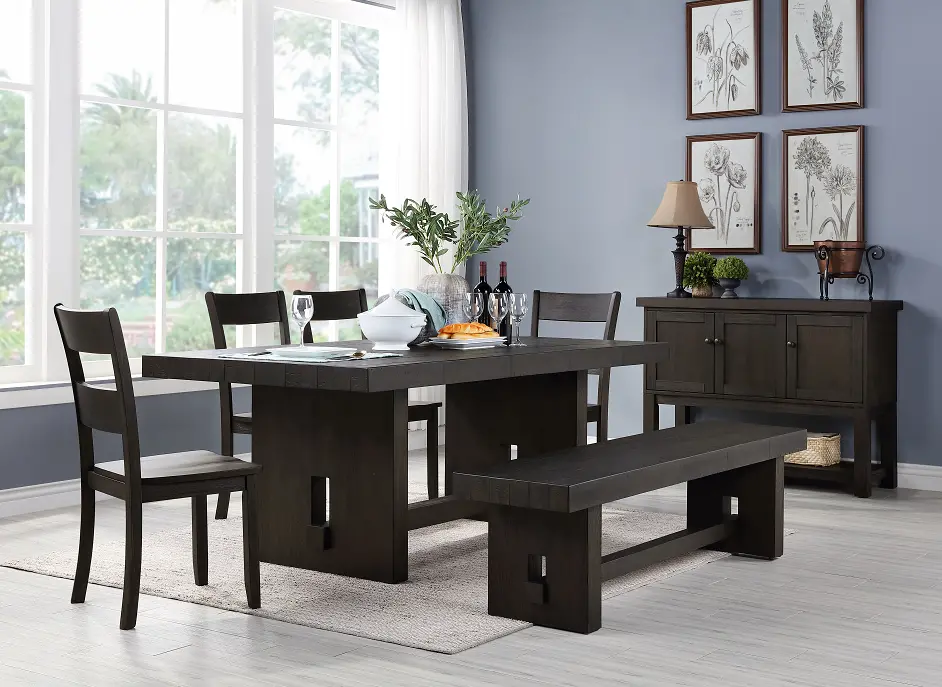 Haddie Distressed Walnut Dining Table 1