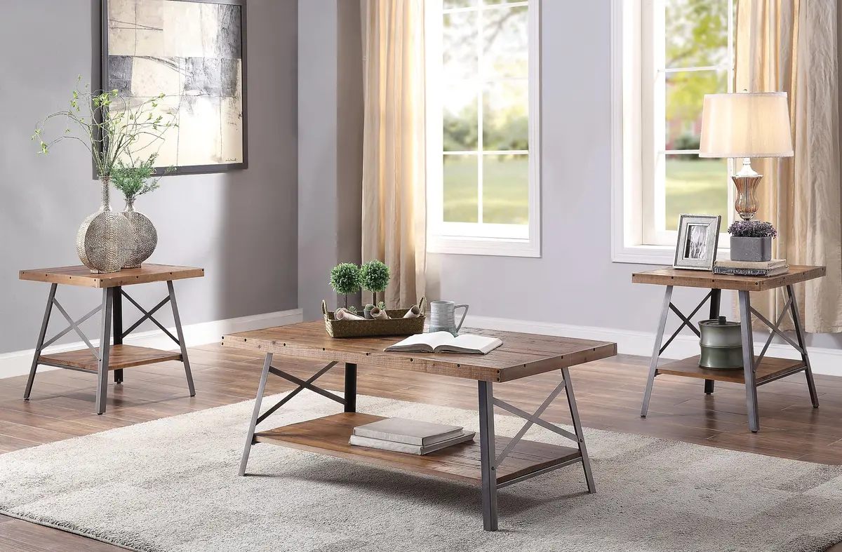 Ikram Weathered Oak & Sandy Black Coffee Table 1