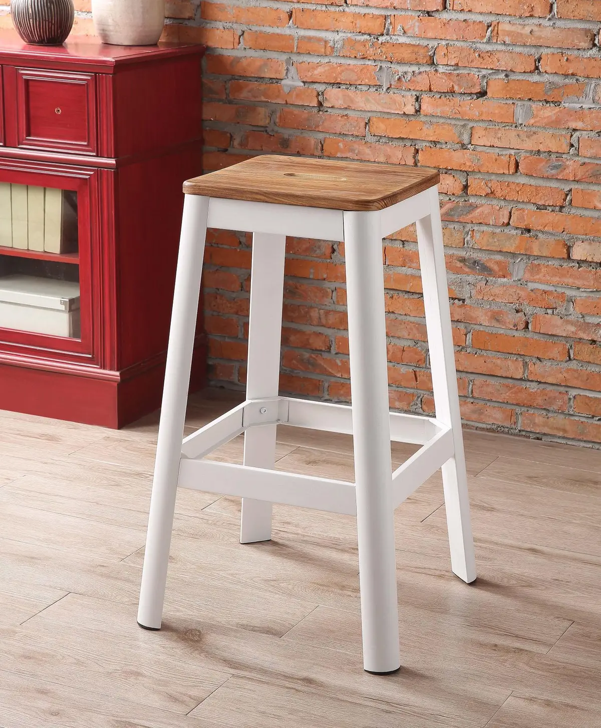 Jacotte Natural & White Bar Stool (1Pc) 1