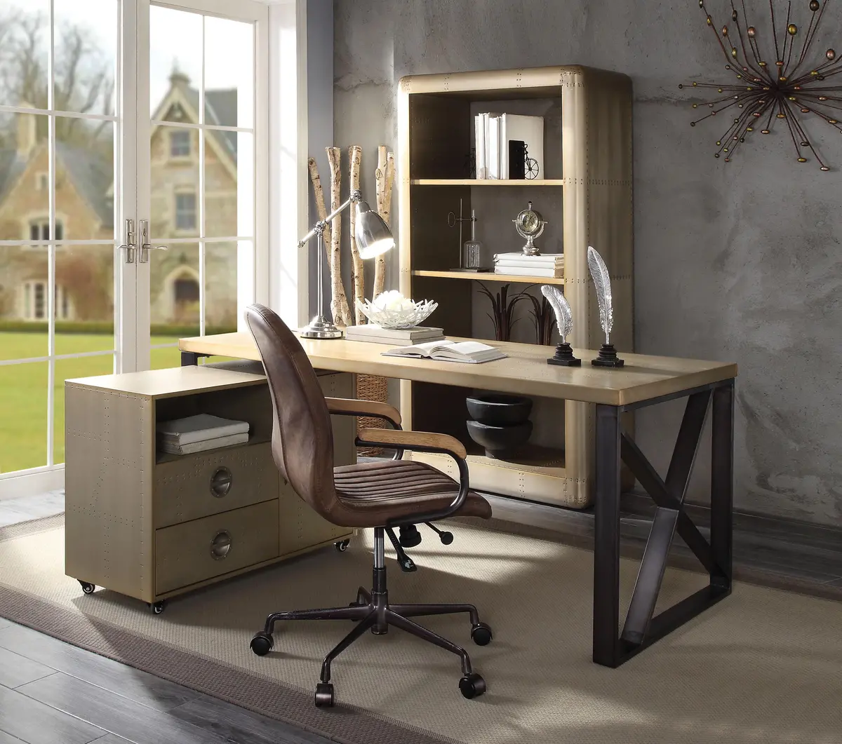 Jennavieve Gold Aluminum Desk 1