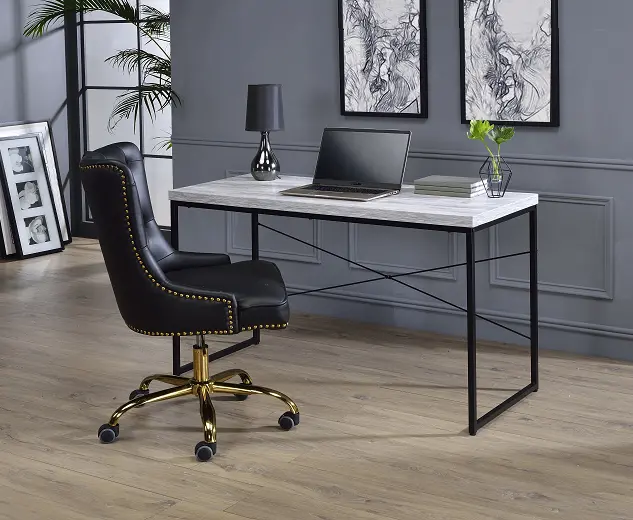 Jurgen Antique White & Black Desk 1
