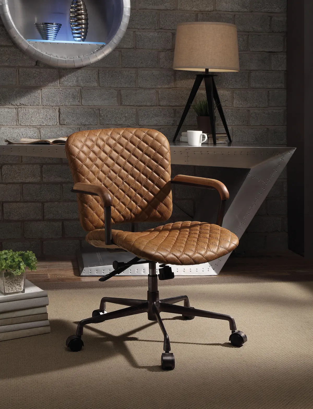 Josi Coffee Top Grain Leather Office Chair 1
