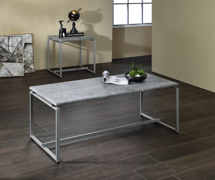 Jurgen Faux Concrete & Silver 3Pc Pack Coffee/End Set 1