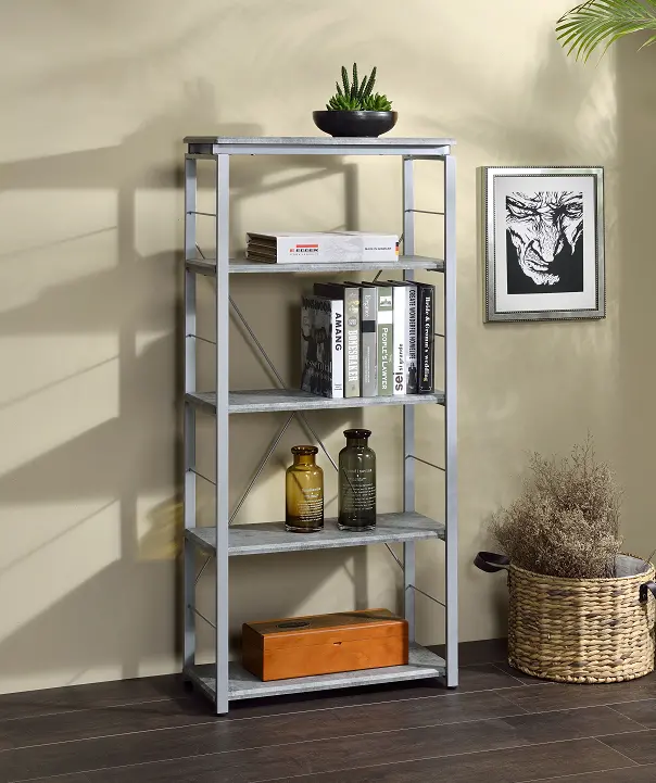 Jurgen Faux Concrete & Silver Bookshelf 1