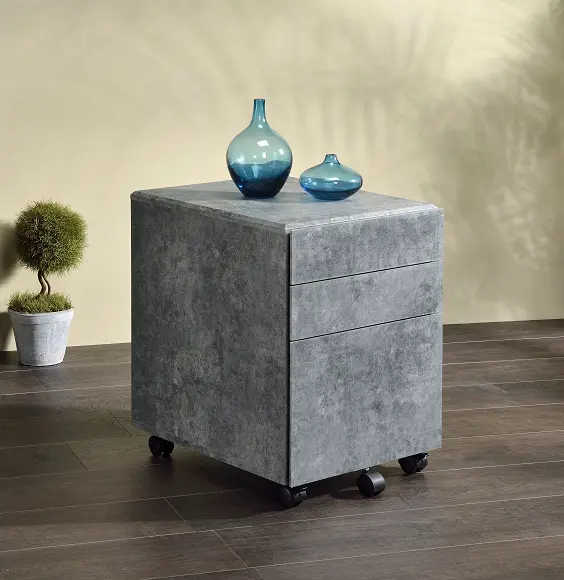 Jurgen Faux Concrete & Silver File Cabinet 1