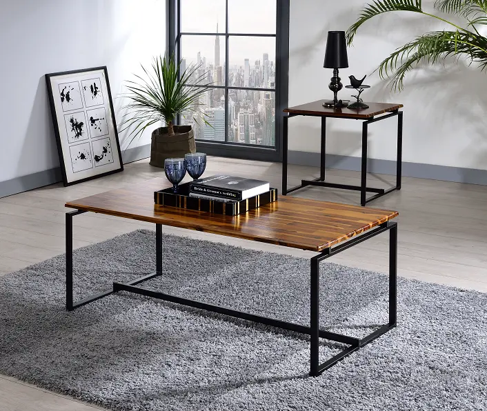 Jurgen Oak & Black 3Pc Pack Coffee/End Set 1