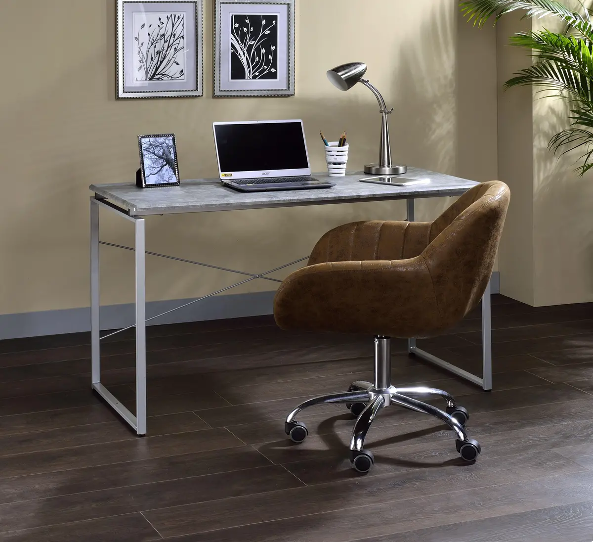 Jurgen Faux Concrete & Silver Desk 1