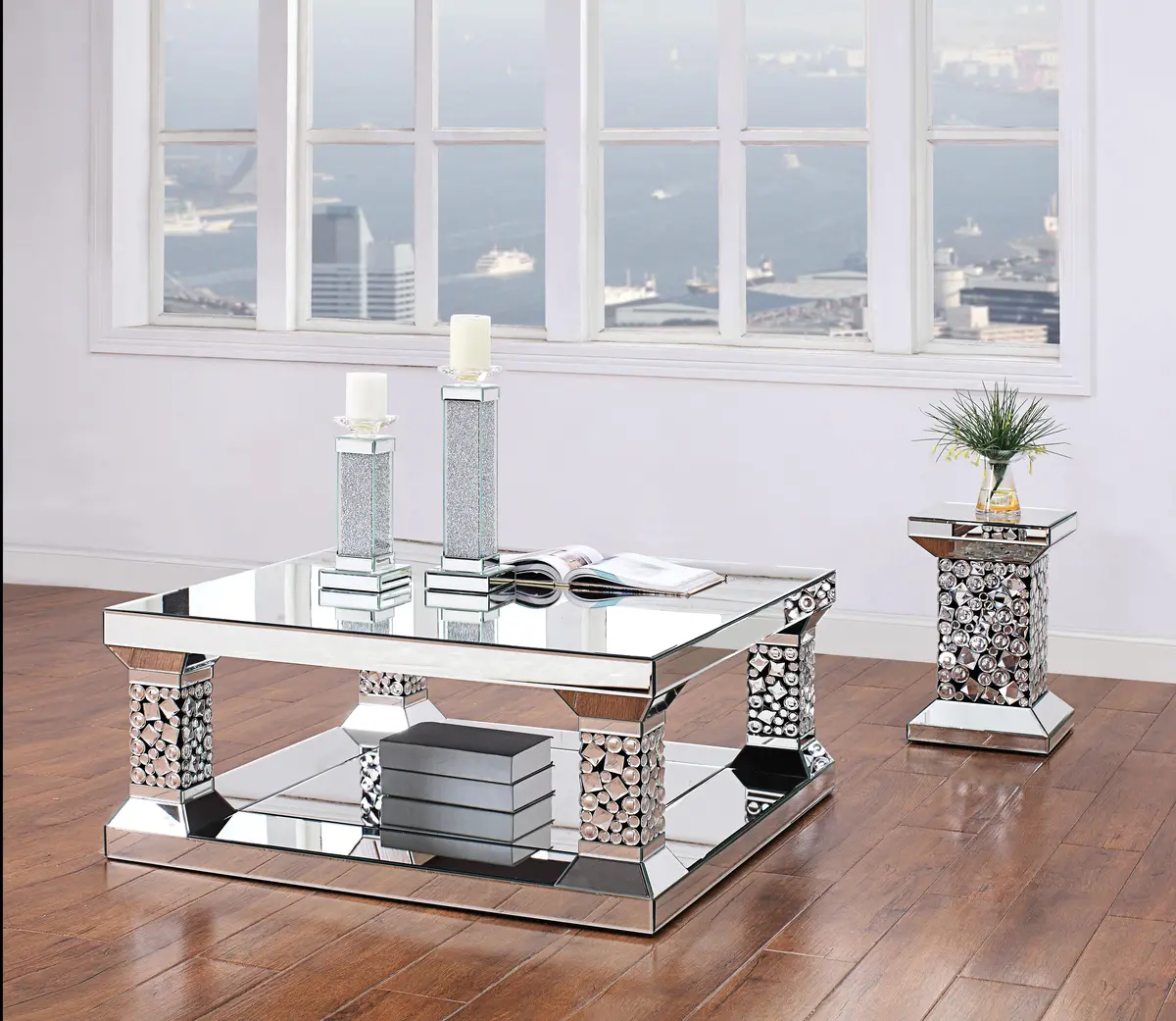 Kachina Mirrored & Faux Gems Coffee Table 1