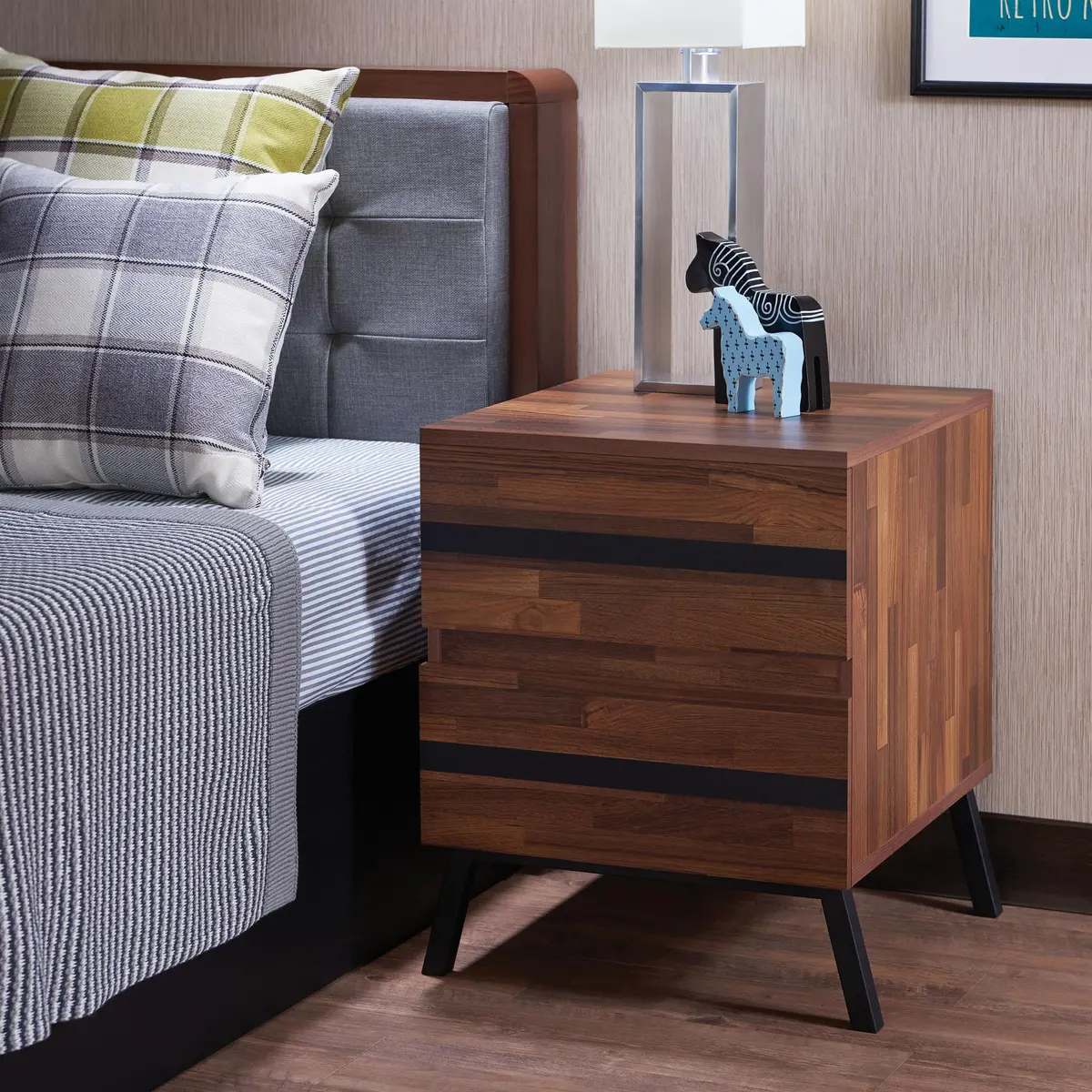 Karine Walnut & Black End Table 1
