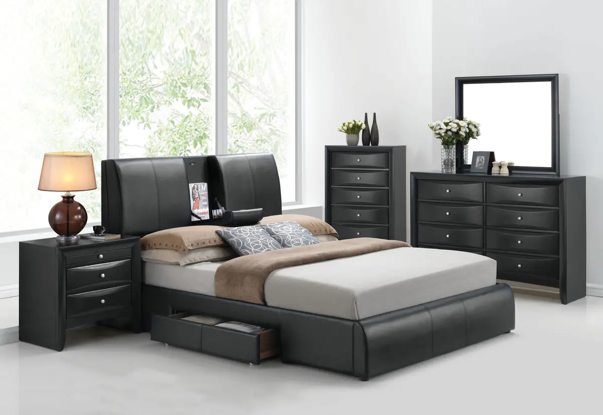 Kofi Black Pu Eastern King Bed 1