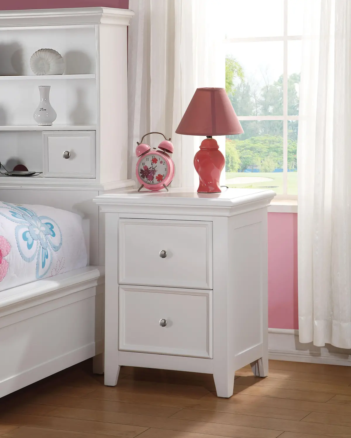 Lacey White Nightstand (2 Drawers) 1