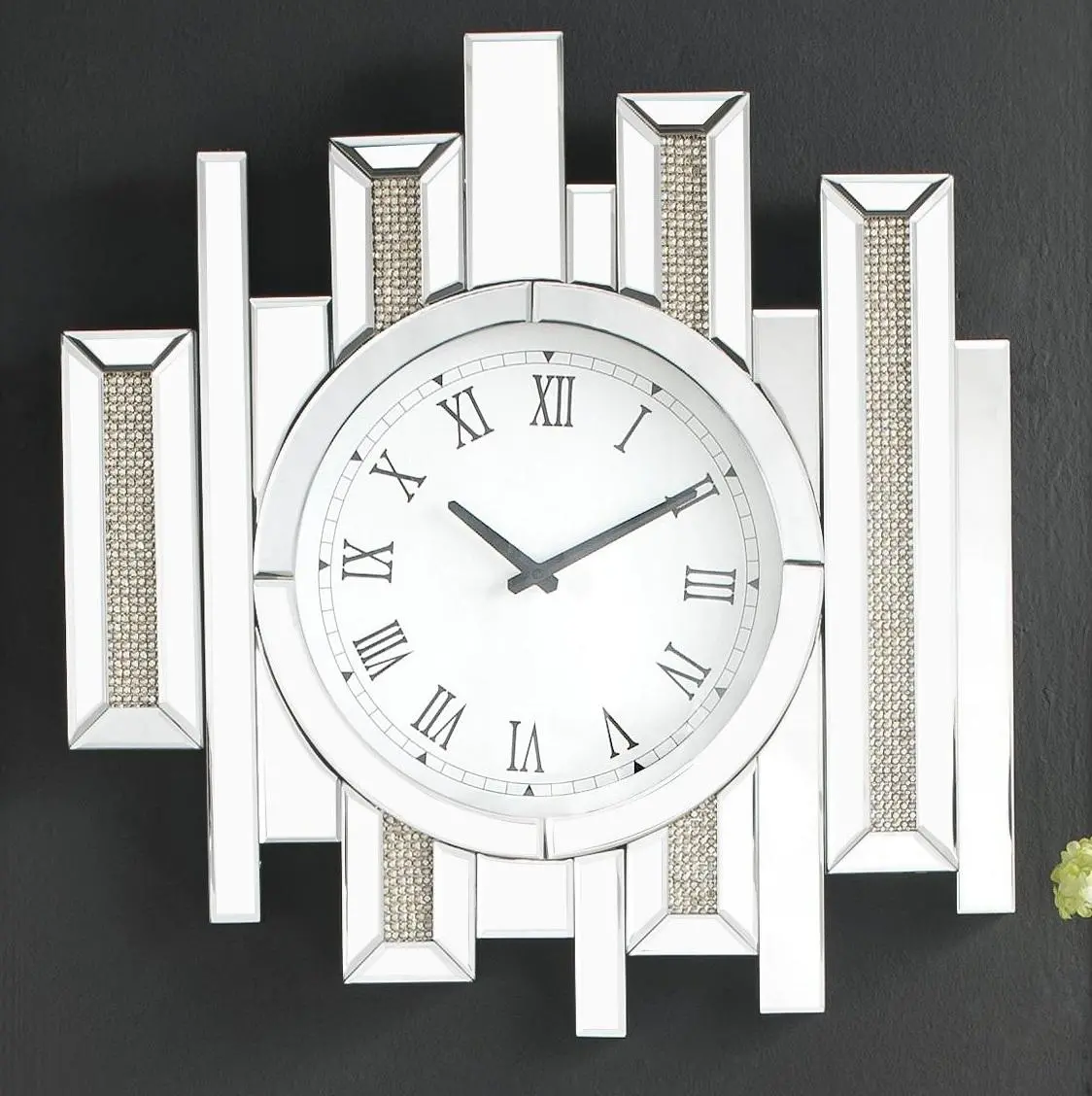 Lavina Mirrored & Faux Diamonds Wall Clock 1