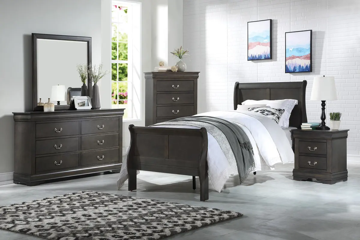 Louis Philippe Dark Gray Full Bed 1
