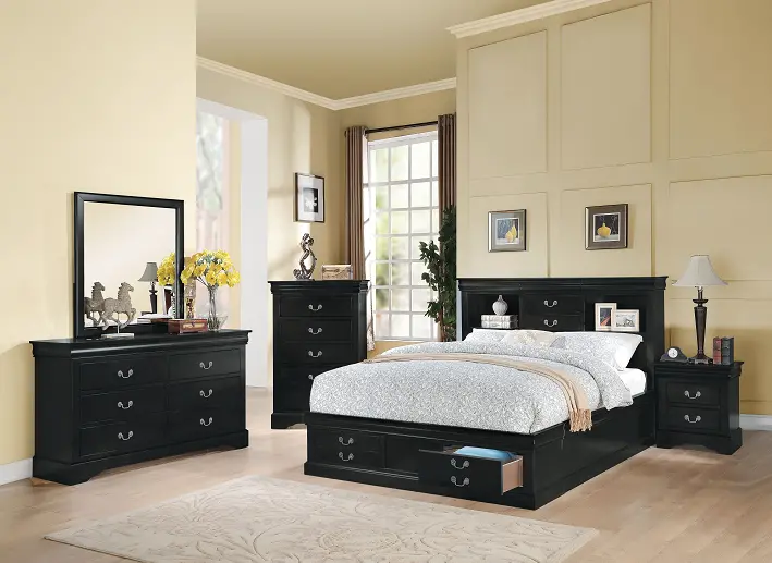Louis Philippe Iii Black Eastern King Bed 1