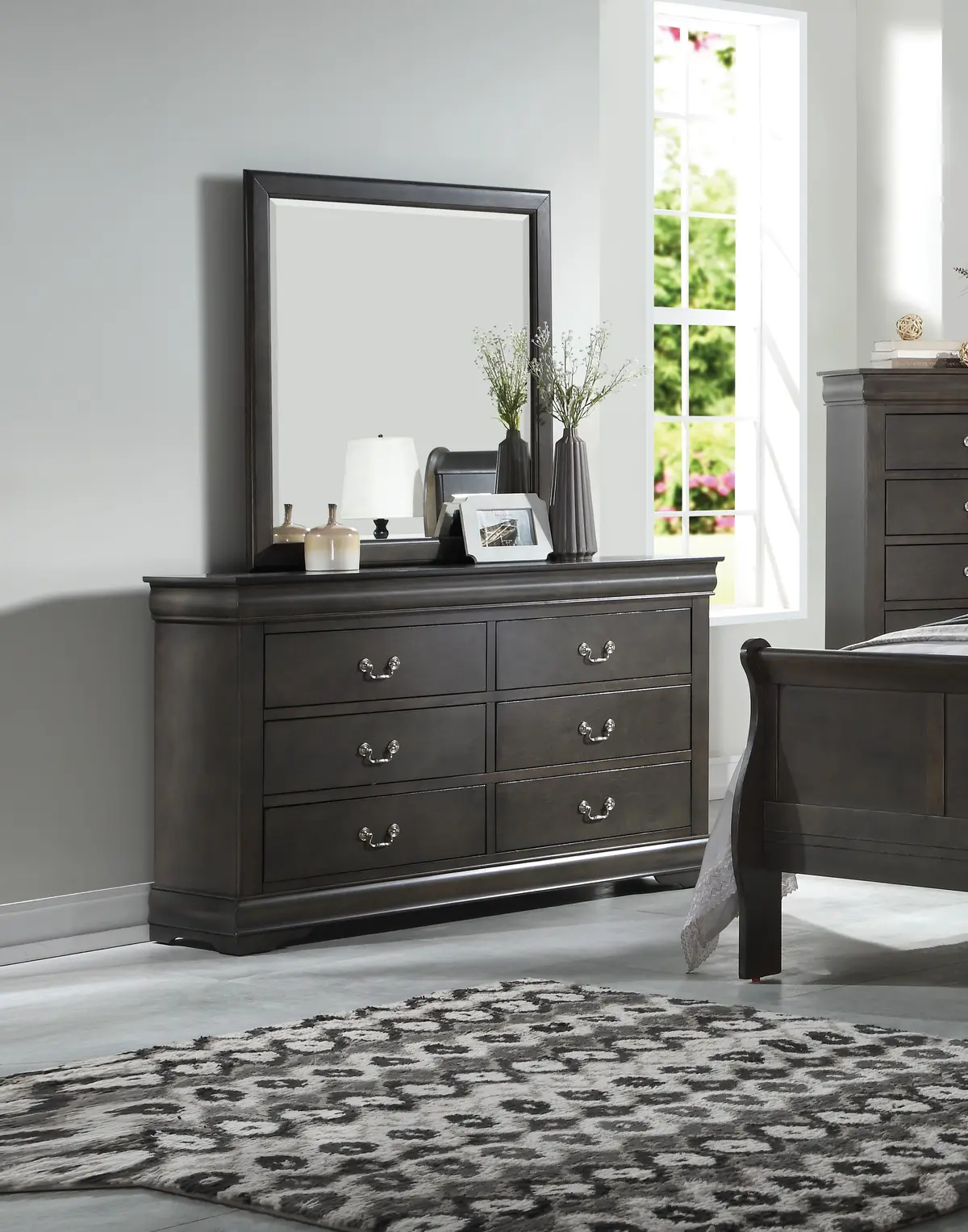 Louis Philippe Dark Gray Dresser 1