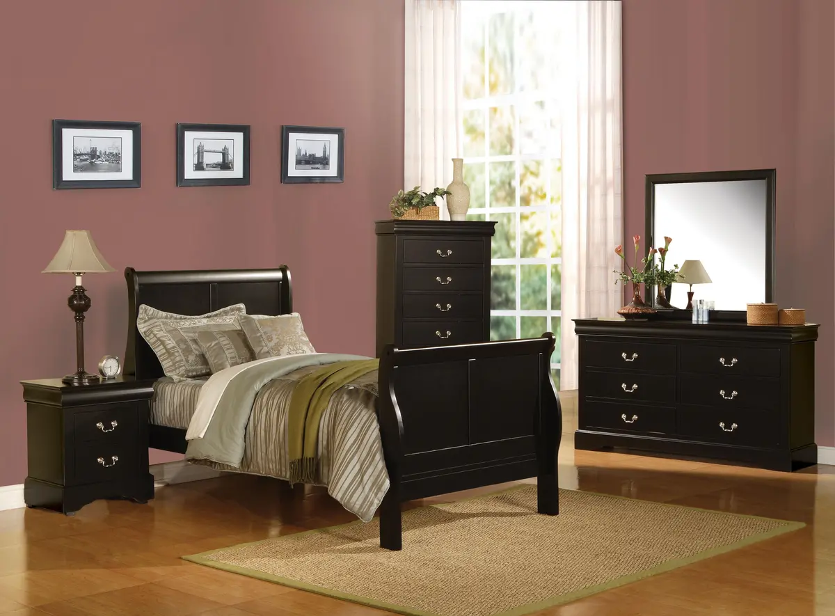 Louis Philippe Iii Black Twin Bed 1