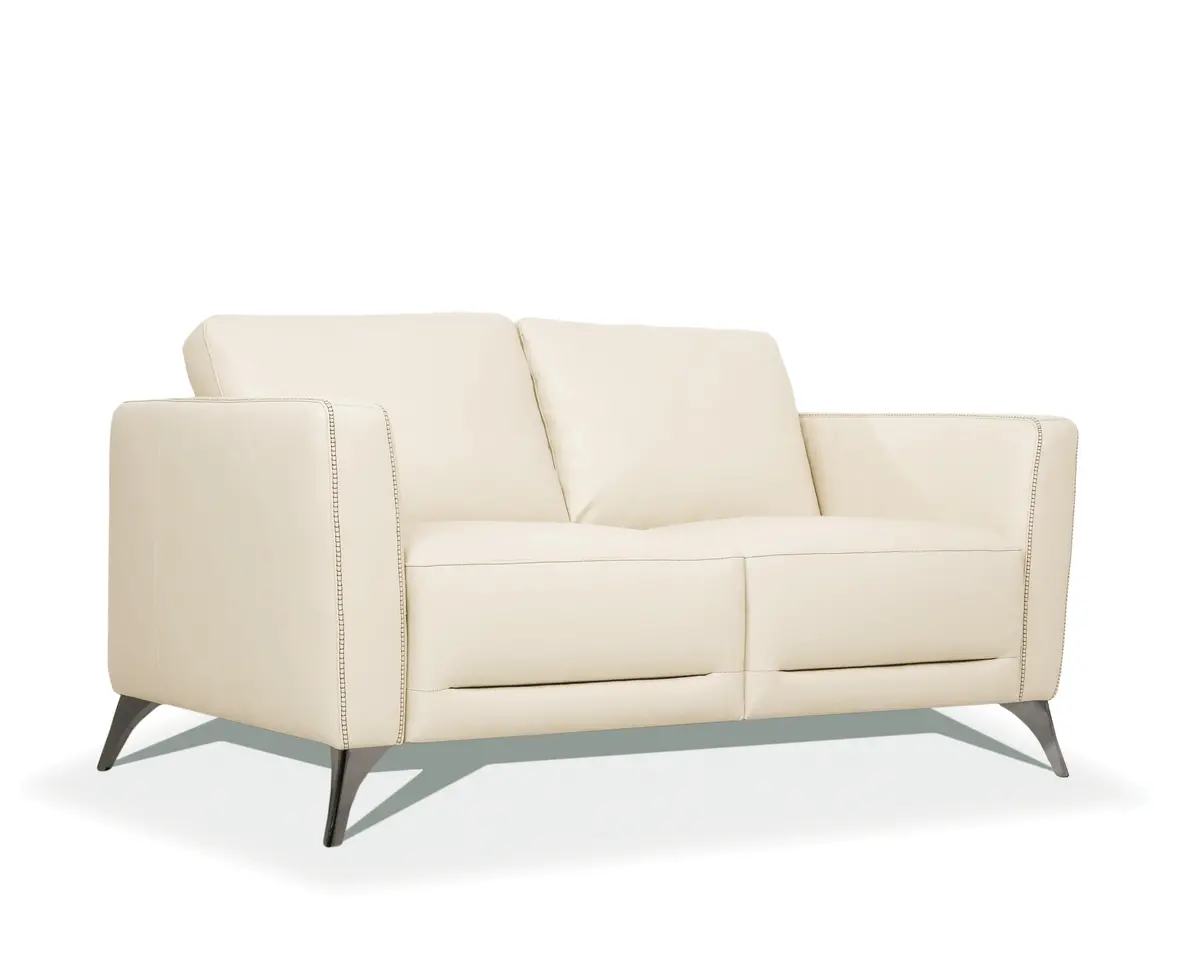 Malaga Cream Leather Loveseat 1
