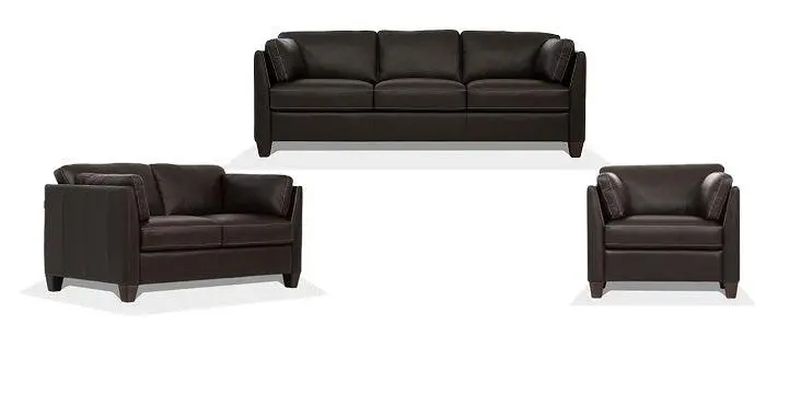 Matias Chocolate Leather 3-Piece Living Room Set 1