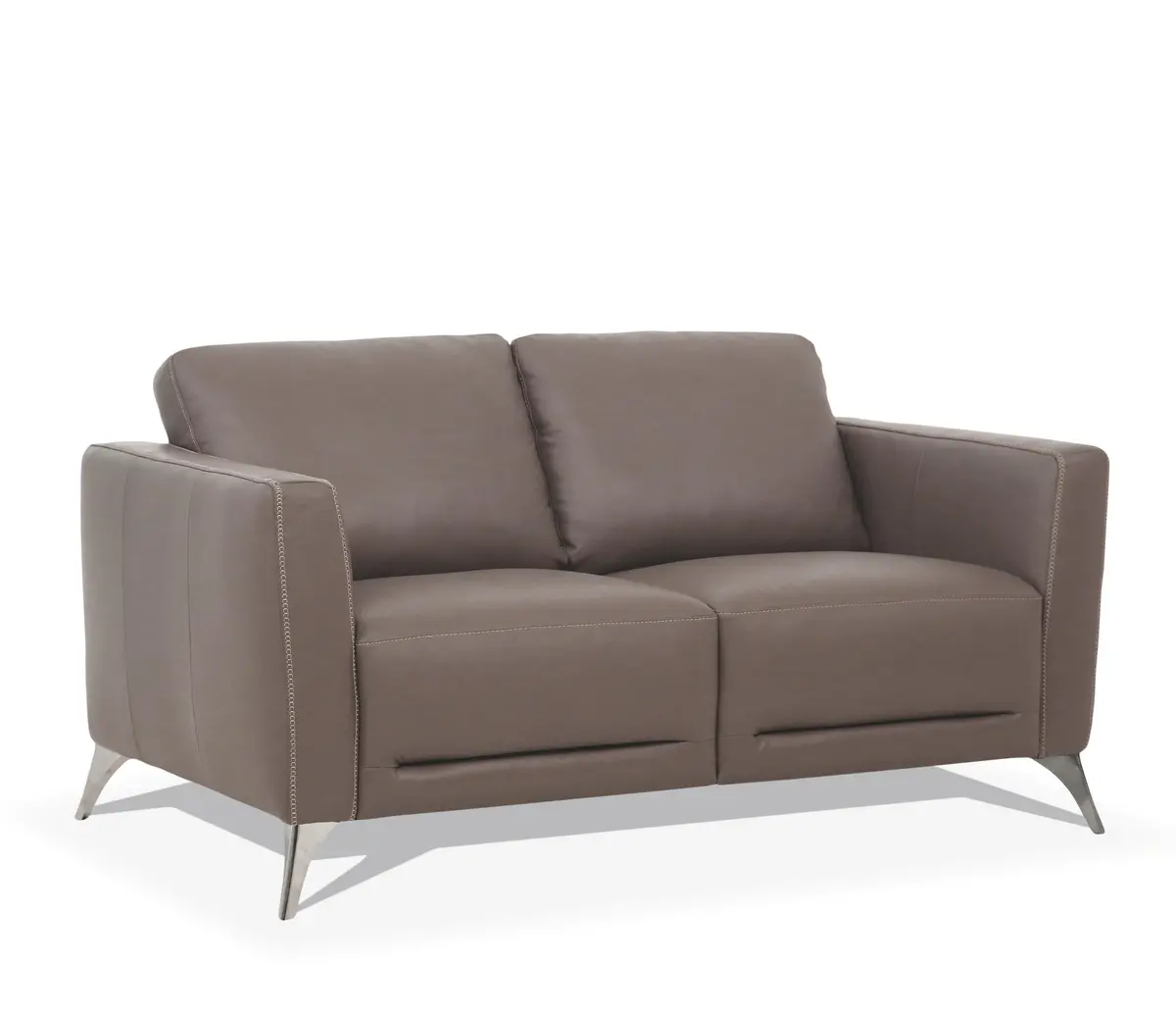 Malaga Taupe Leather Loveseat 1