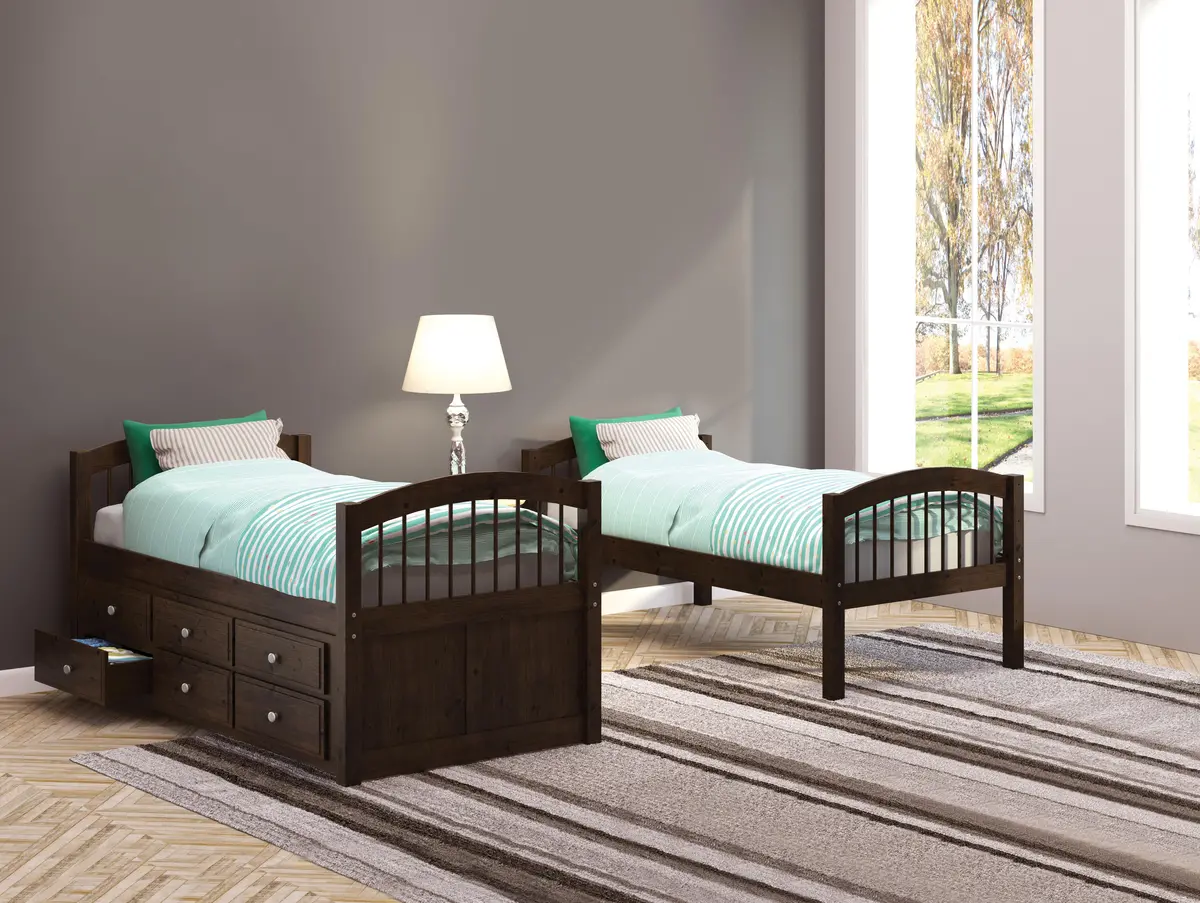 Micah Espresso Bunk Bed & Trundle (Twin/Twin) 1