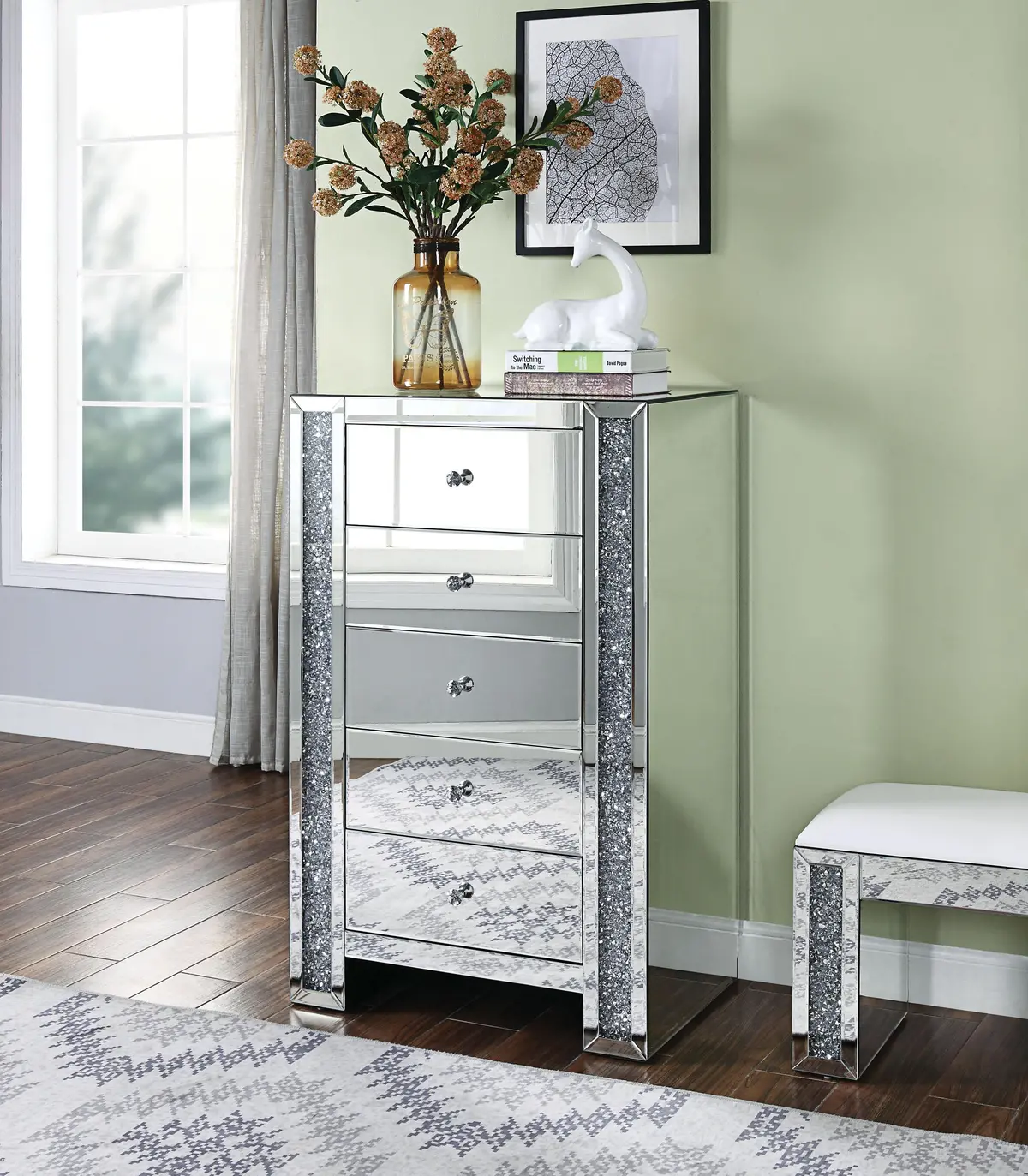 Noralie Mirrored & Faux Diamonds Chest 1