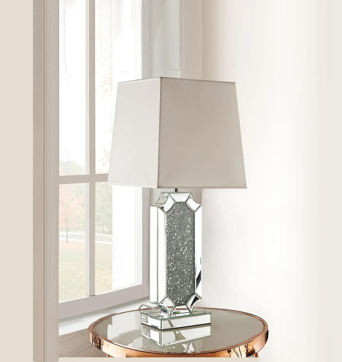 Noralie Mirrored & Faux Diamonds Table Lamp 1