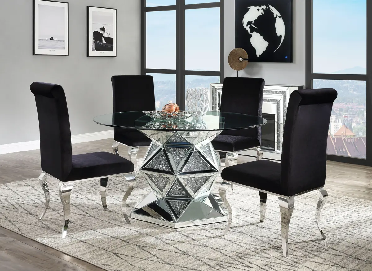 Noralie Mirrored & Faux Diamonds Dining Table 2