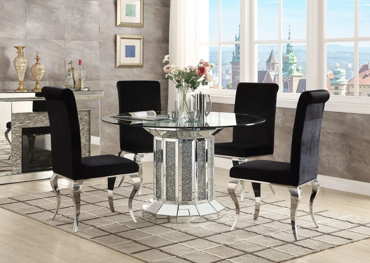 Noralie Mirrored & Faux Diamonds Dining Table 1