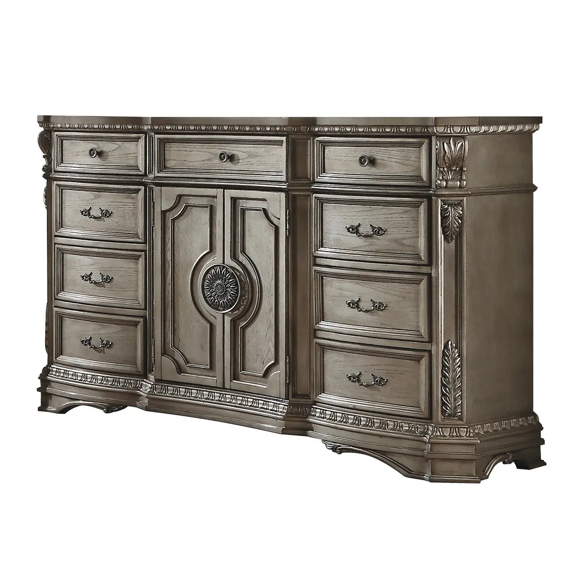 Northville Antique Silver Dresser (Wood Top) 1
