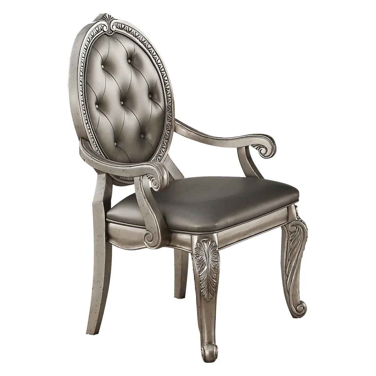Northville Pu & Antique Silver Arm Chair 1