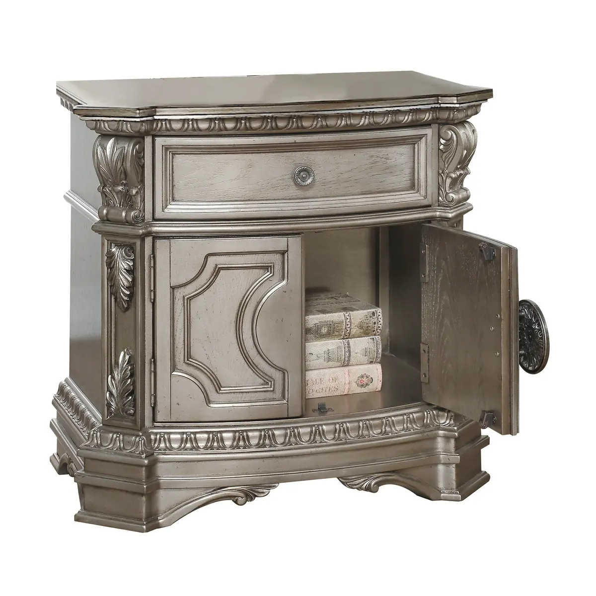Northville Antique Silver Nightstand (Wood Top) 1