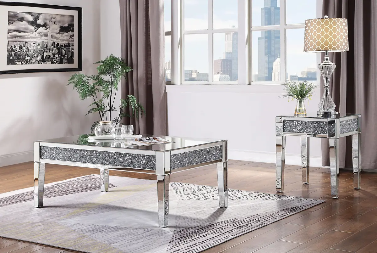 Noralie Mirrored & Faux Diamonds Coffee Table 1
