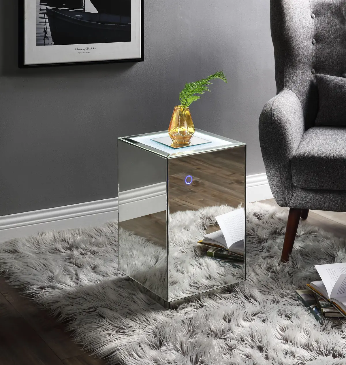 Nyoka Mirrored & Faux Gems Accent Table (Led) 1