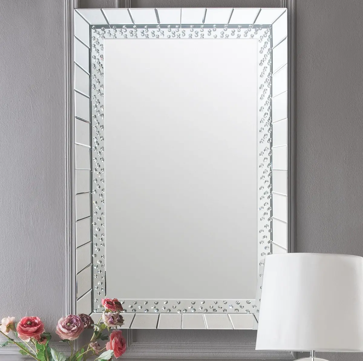 Nysa Mirrored & Faux Crystals Console Table 1