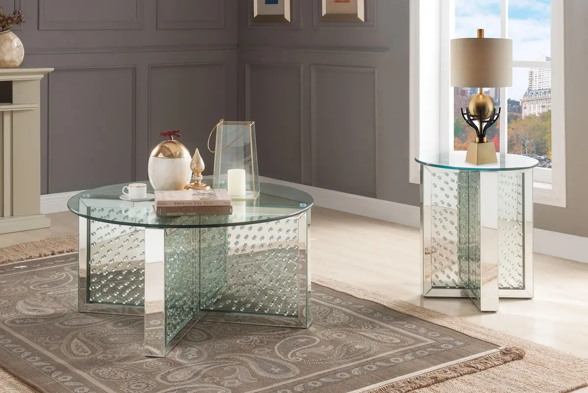 Nysa Mirrored & Faux Crystals Coffee Table 1