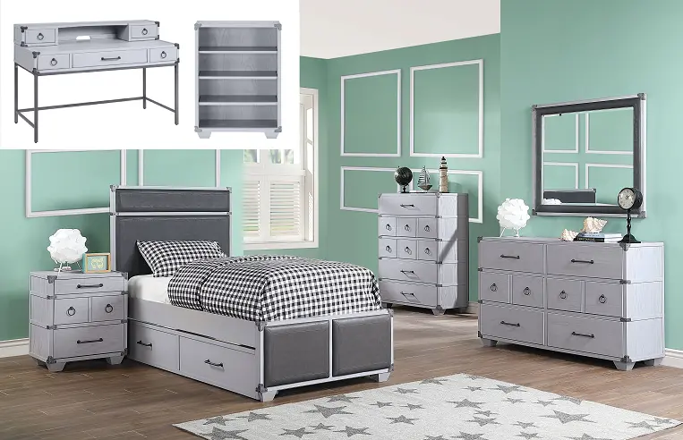 Orchest Gray Pu & Gray Twin Bed 1