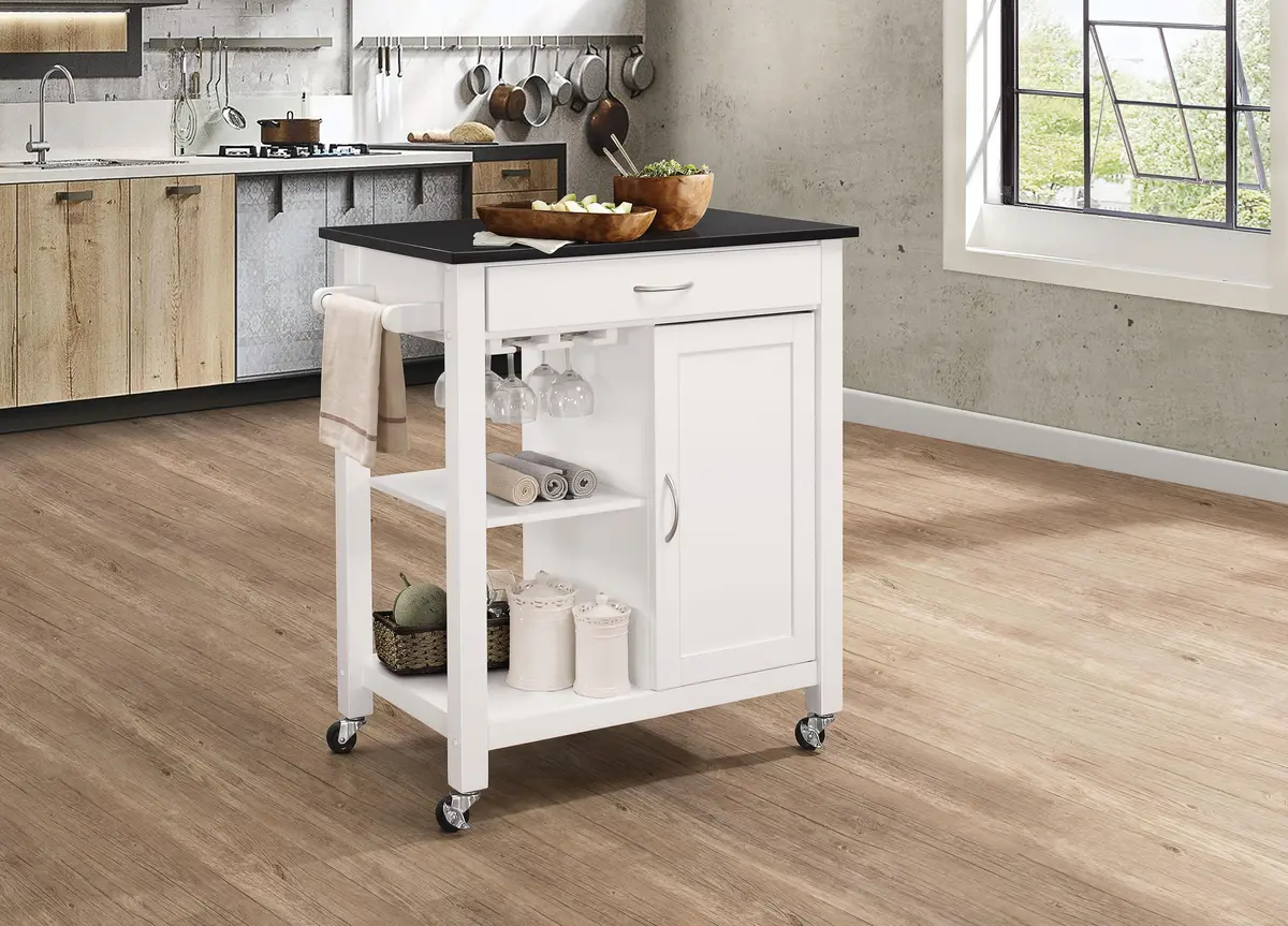 Ottawa Black & White Kitchen Cart 1