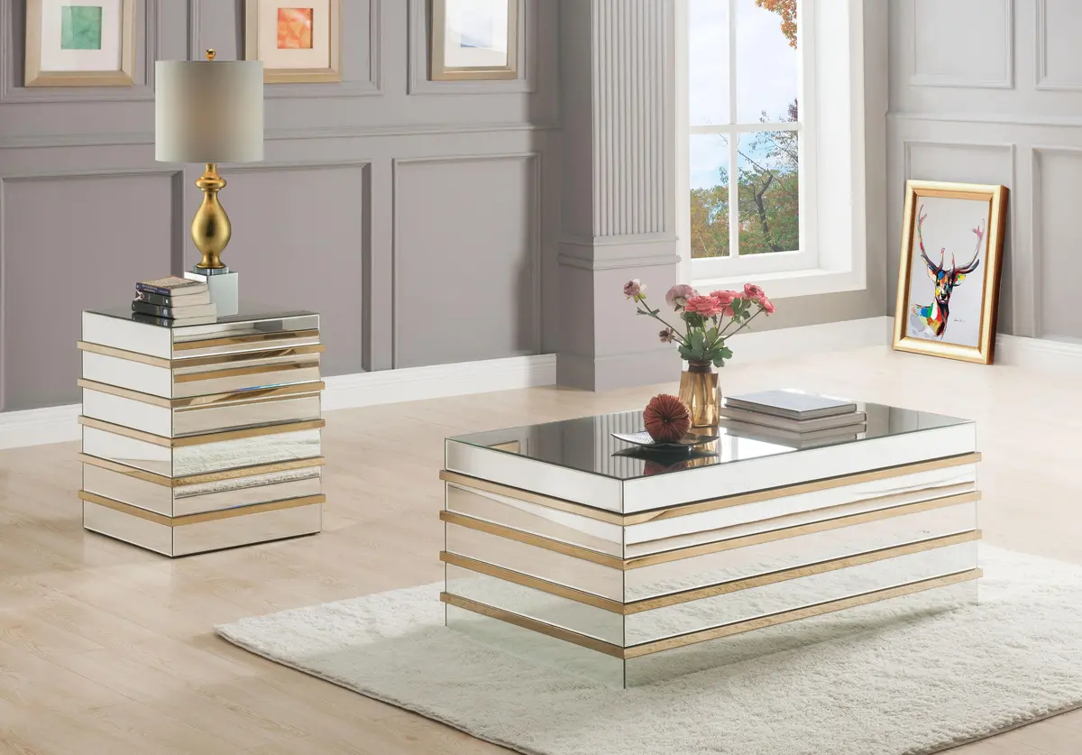 Osma Mirrored & Gold Coffee Table 1