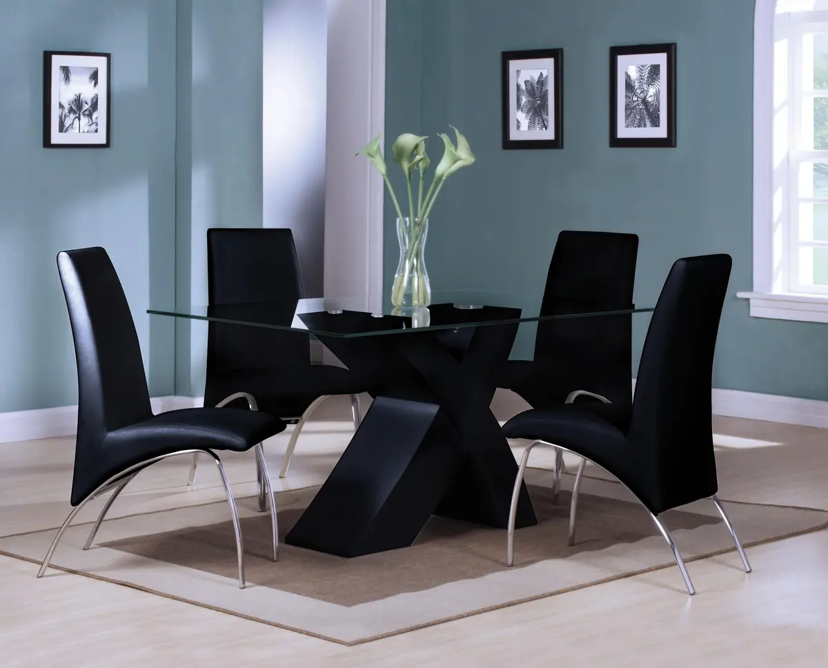Pervis Black & Clear Glass Dining Table 1