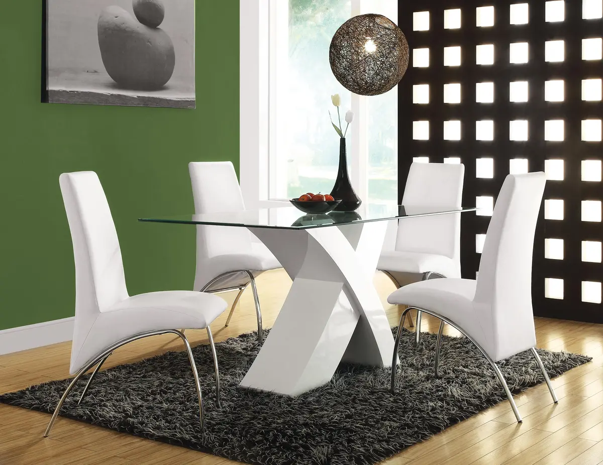Pervis White & Clear Glass Dining Table 1