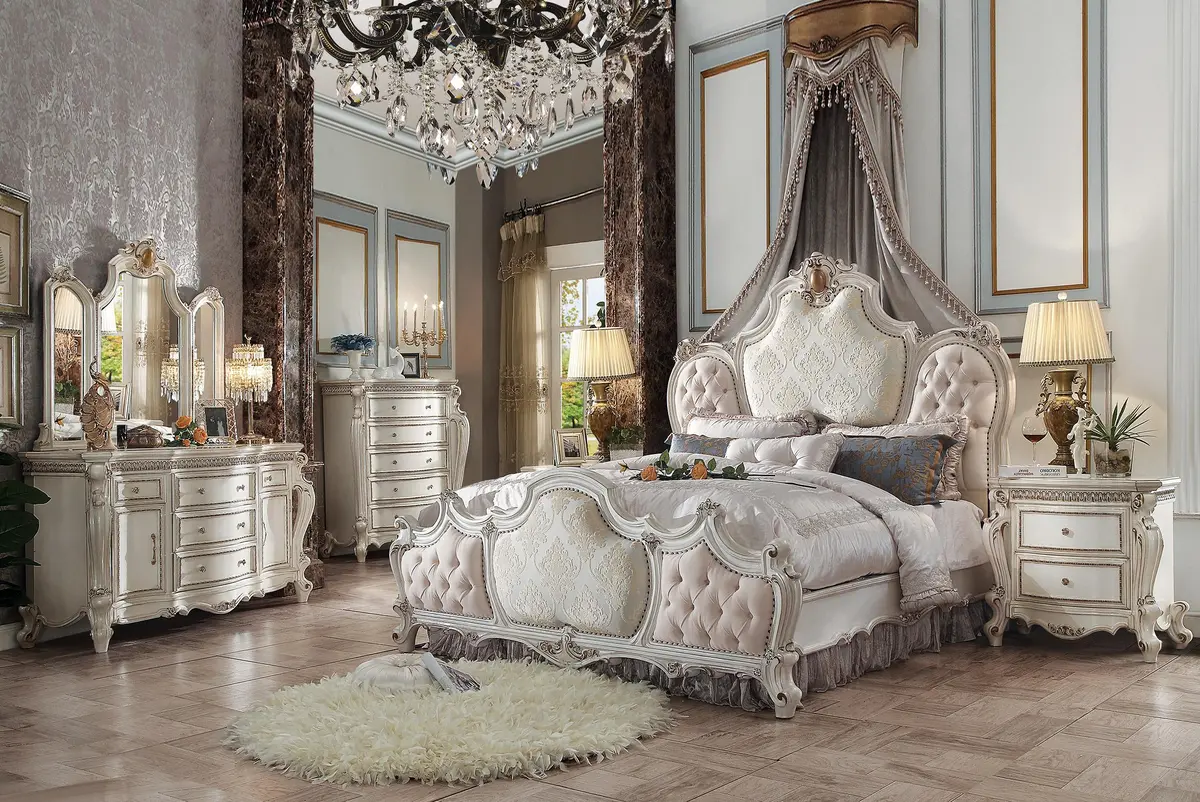 Picardy Fabric & Antique Pearl California King Bed 1