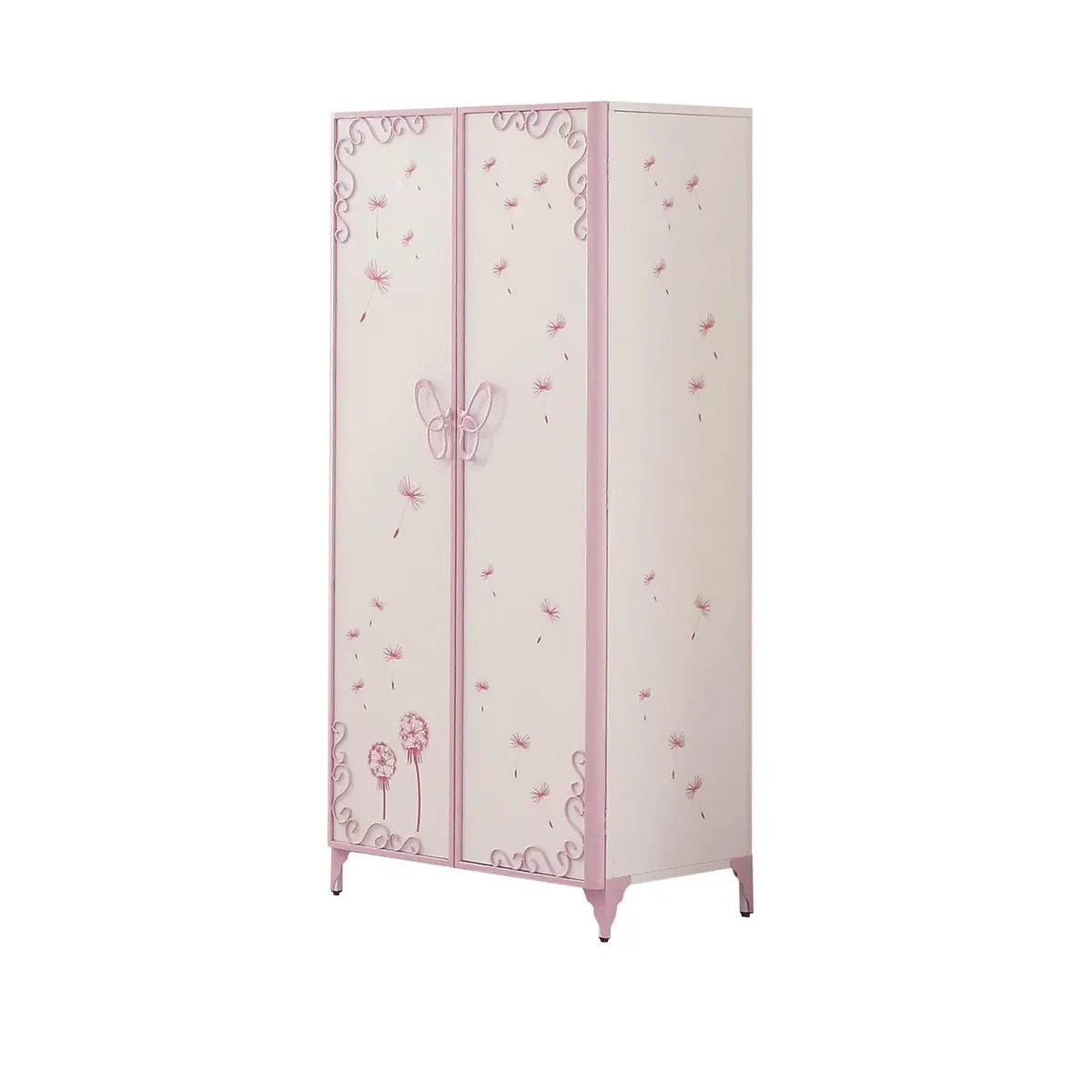Priya Ii White & Light Purple Armoire 1