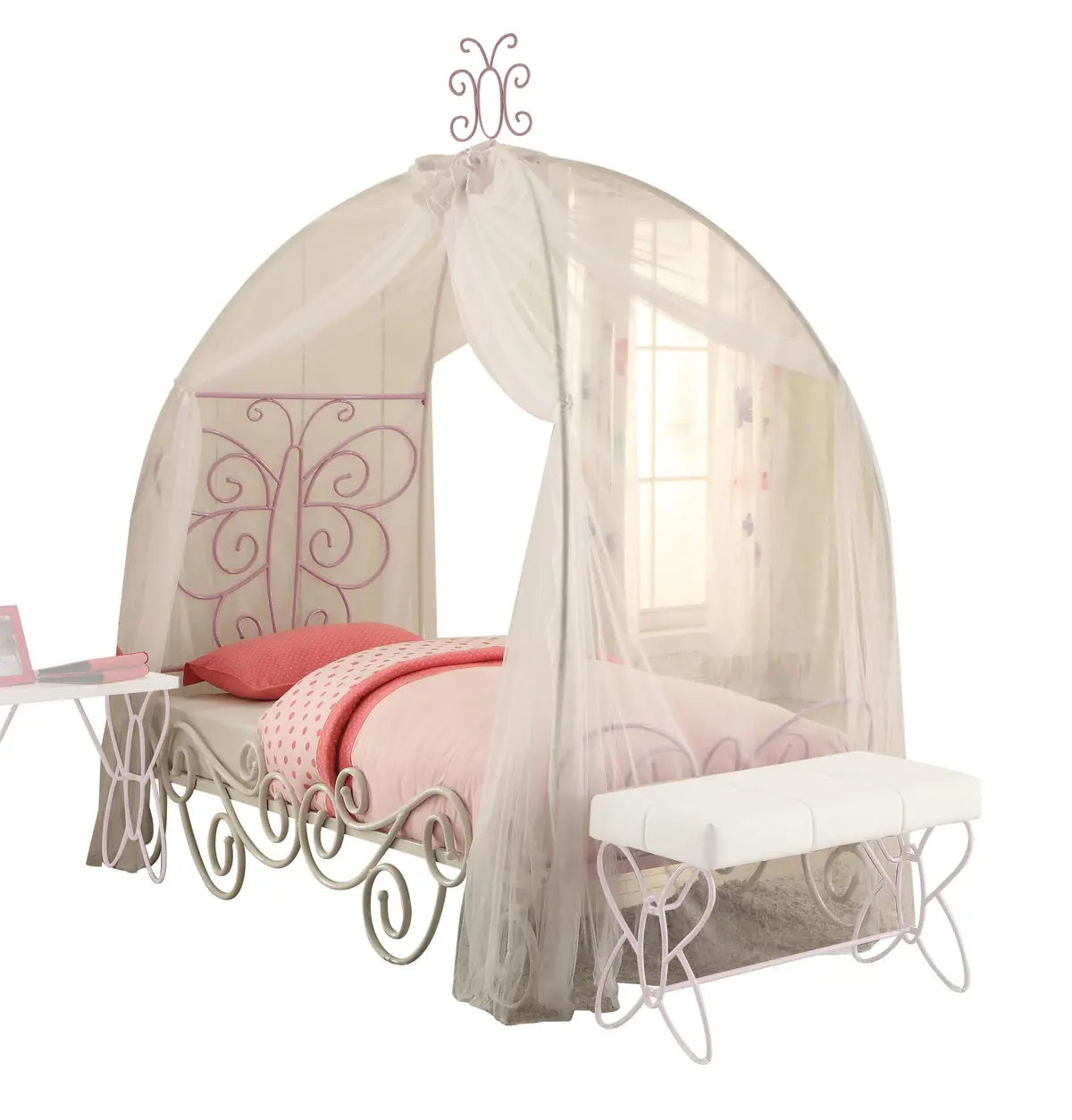 Priya Ii White & Light Purple Full Bed 1