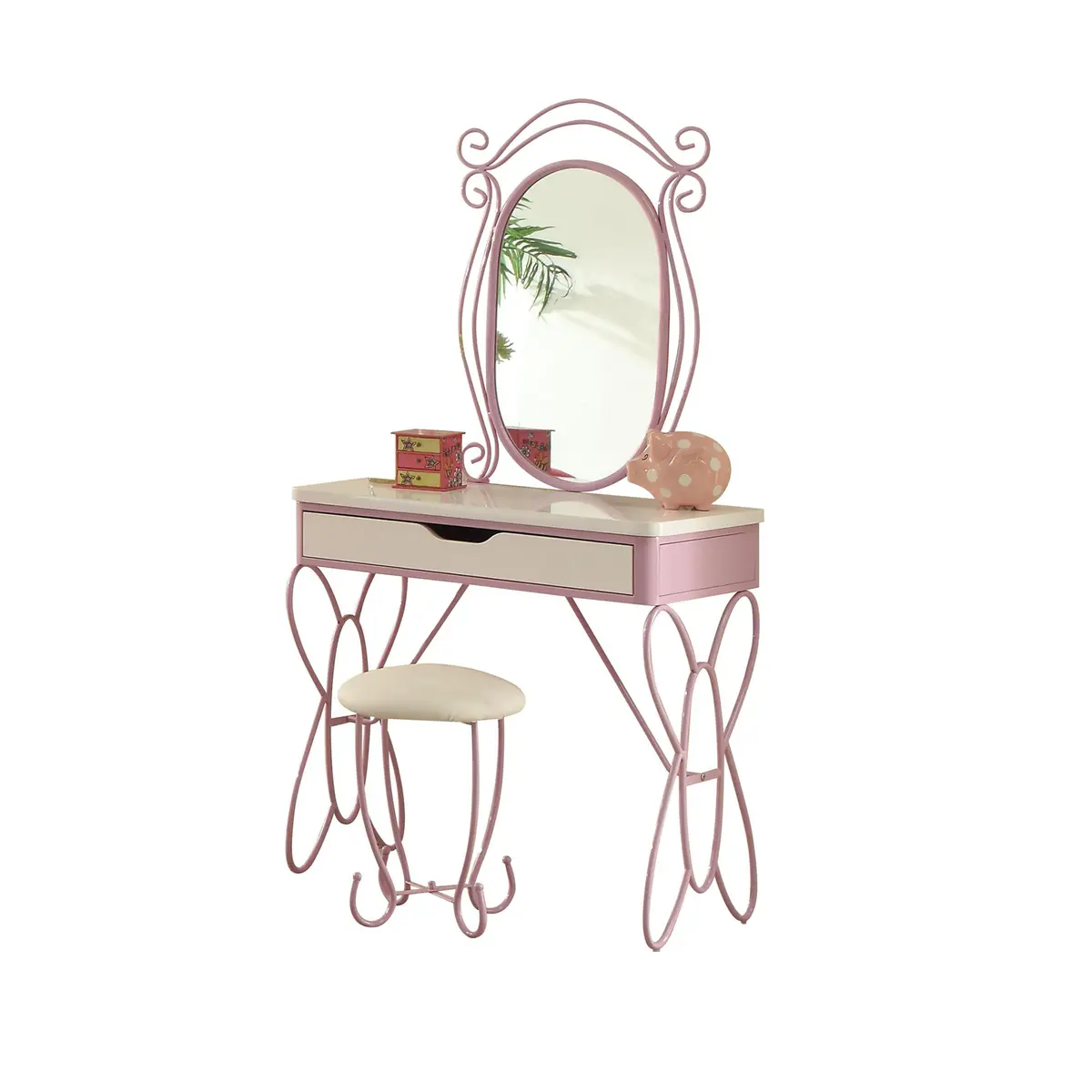 Priya Ii White & Light Purple Vanity Set 1