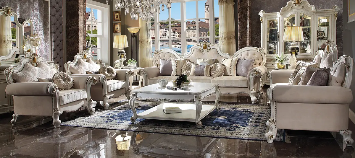 Picardy Fabric & Antique Pearl Oversized Sofa 1