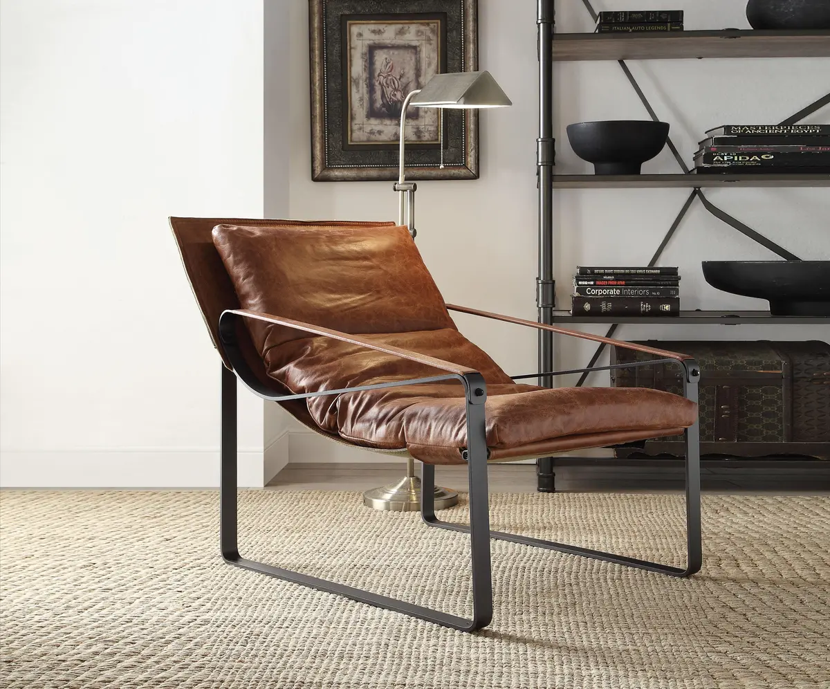 Quoba Cocoa Top Grain Leather Accent Chair 1