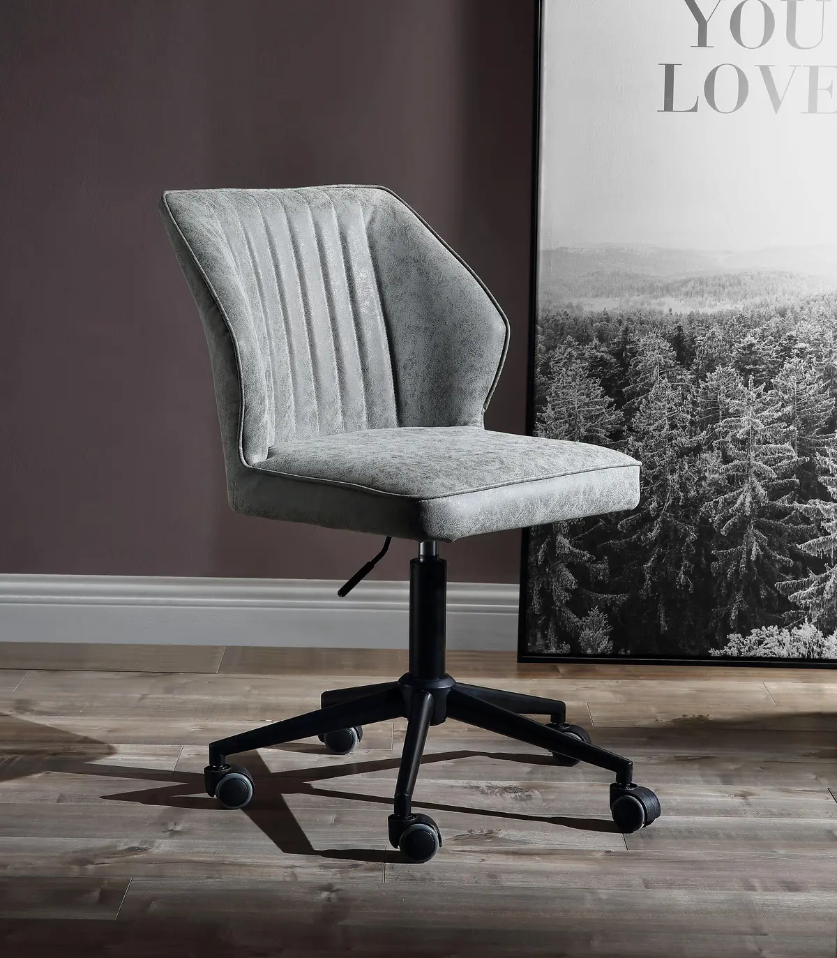 Pakuna Vintage Gray Pu & Black Office Chair 1
